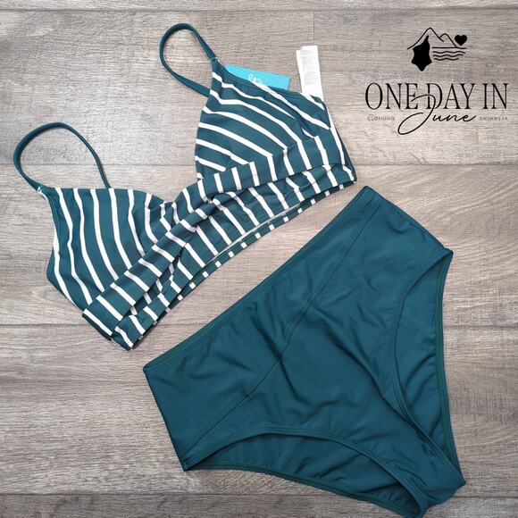 Cupshe Green Striped Bikini Set - Picture 3 of 7